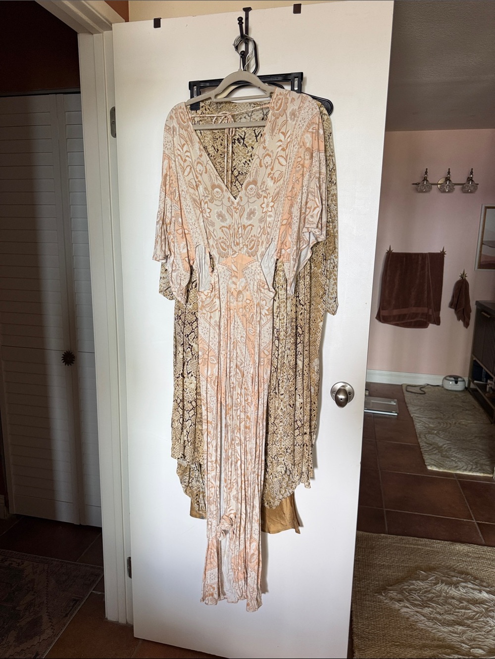 Spell Peach and Cream Printed Boho Dress - Picture 1 of 5